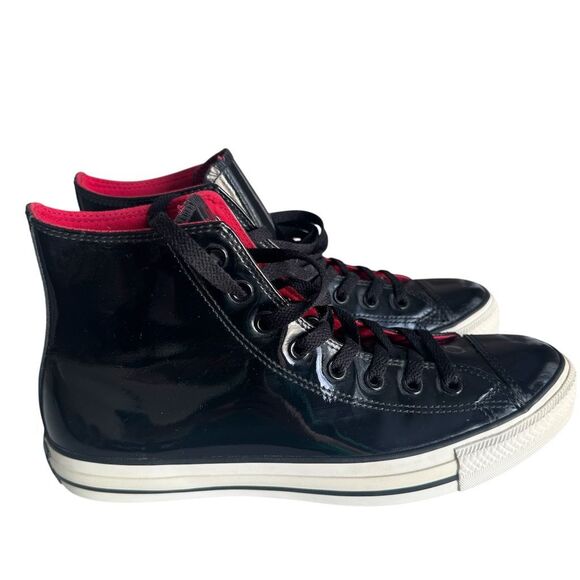 Converse Chuck Taylor Black Patent Leather Sneakers Unisex Size 9.5 M/11.5 W - Picture 5 of 8